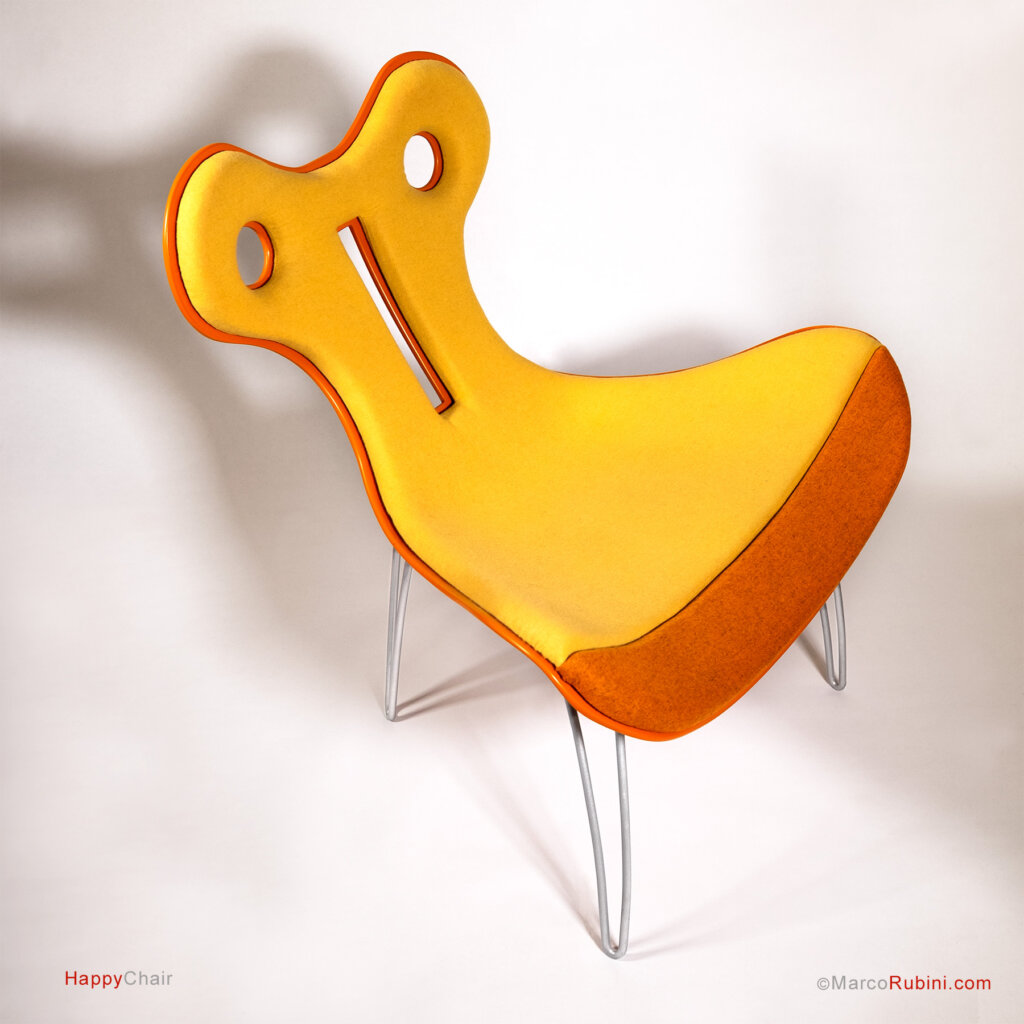 Sedia comoda di design chair giallo arancio smile